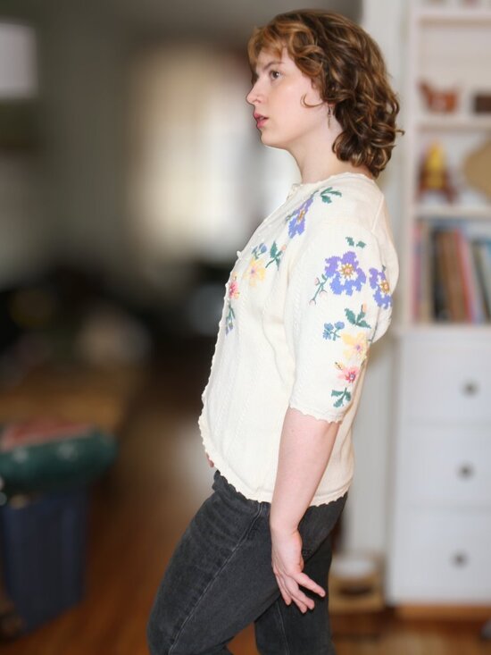 Vintage Short Sleeve Cotton Cardigan - Picture 2 of 3